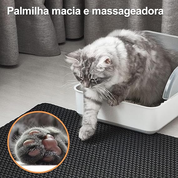 Tapete para Gatos Coletor de Areia Controle de Dispersão Fácil de Limpar Tapete Coletor de Areia com Camada Dupla e Design de Colmeia Material EVA Duas Vezes o Tamanho de um Tapete Comum