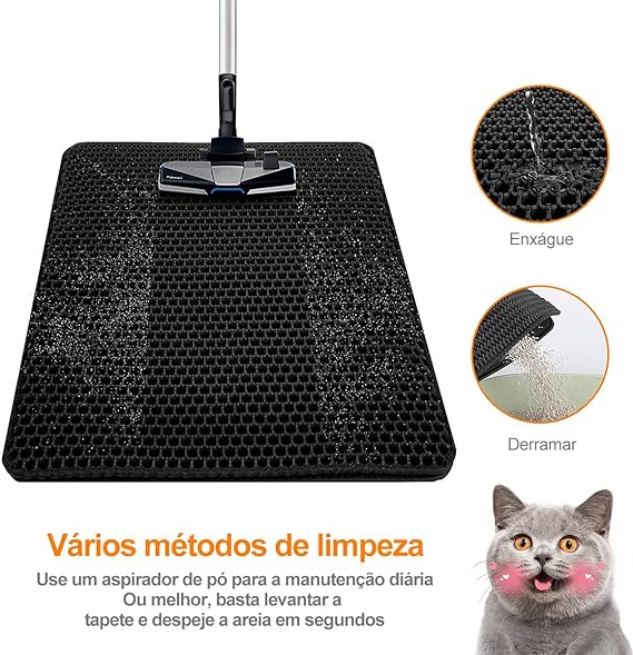 Tapete para Gatos Coletor de Areia Controle de Dispersão Fácil de Limpar Tapete Coletor de Areia com Camada Dupla e Design de Colmeia Material EVA Duas Vezes o Tamanho de um Tapete Comum