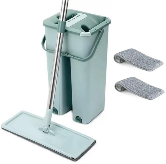 Rodo Flat Mop E Balde Lava E Seca Profissional Com 1 Refil Ultra Absorvente Rodo Mágico Limpeza