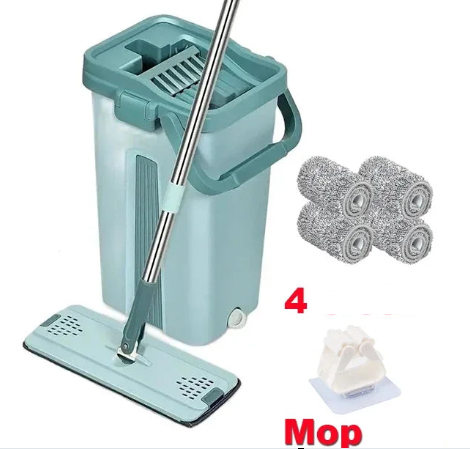 Rodo Flat Mop E Balde Lava E Seca Profissional Com 1 Refil Ultra Absorvente Rodo Mágico Limpeza