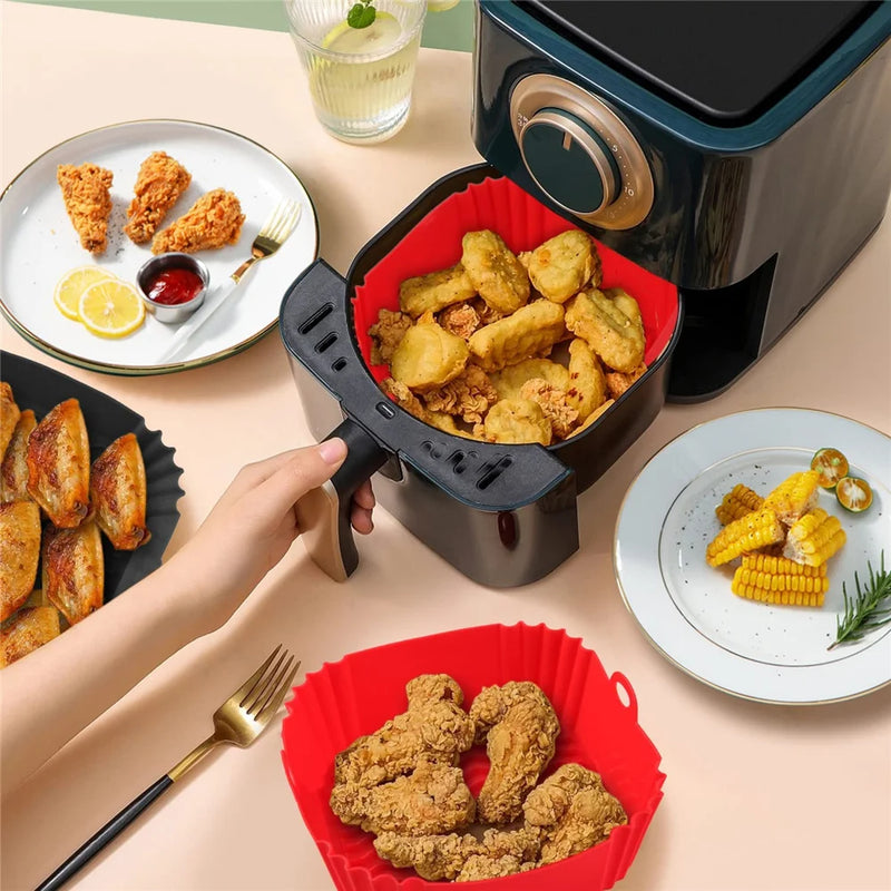 Formas Silicone Para Air Fryer Reutilizável Antiaderente com Alça Pode ser Usada em Fornos e Microondas