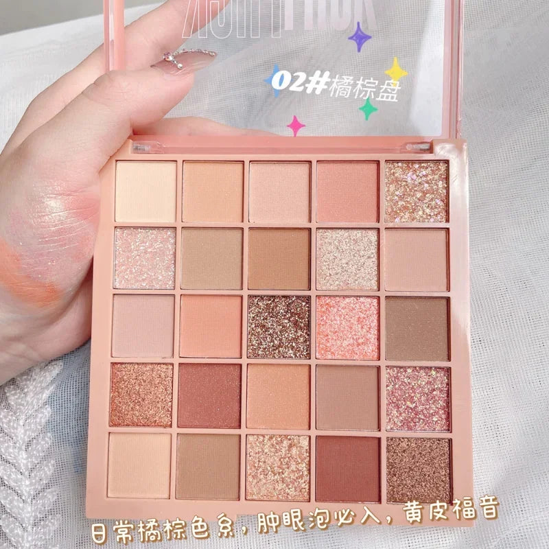 Paleta de Sombras Perolada de 25 Cores, Á Prova D'água.